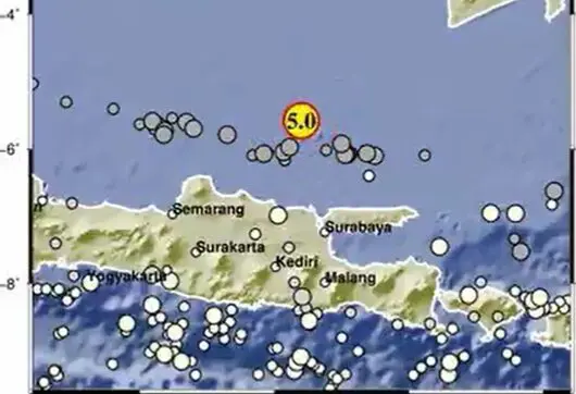 气象与地球物理局：东爪厨闽海域再次发生5.0级地震